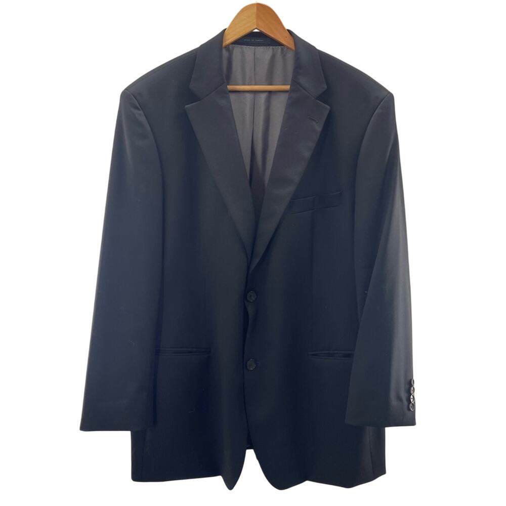 Hugo Boss 100% Virgin Wool Super 100 Reda Italian Two Button Black Blazer 48R